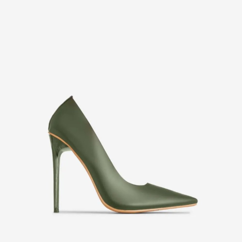 FARRAH PERSPEX COURT HEEL IN DARK GREEN